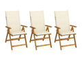 Dekonao VTMI17059 3-Piece Folding Garden Chairs with Cushions