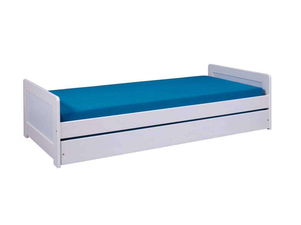 Nobellea Trundle Bed with 1 Drawer / Slatted Base 90x200cm White LTVI51482