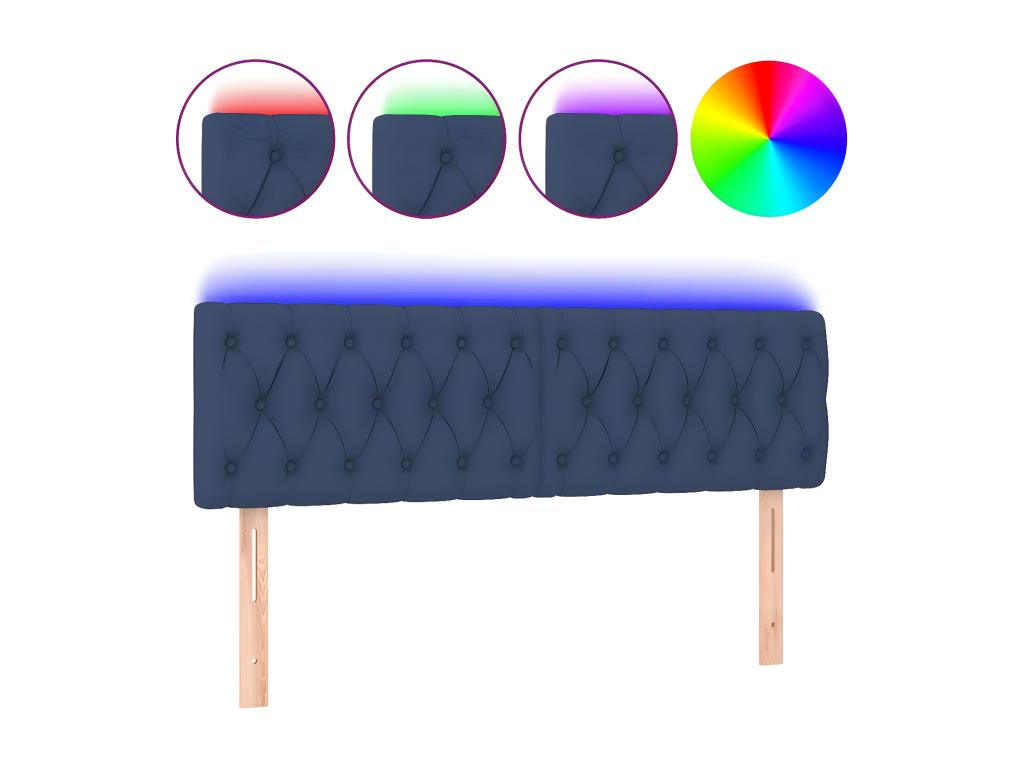 Blue LED Headboard 144x7x78/88 cm Fabric CQWH93778
