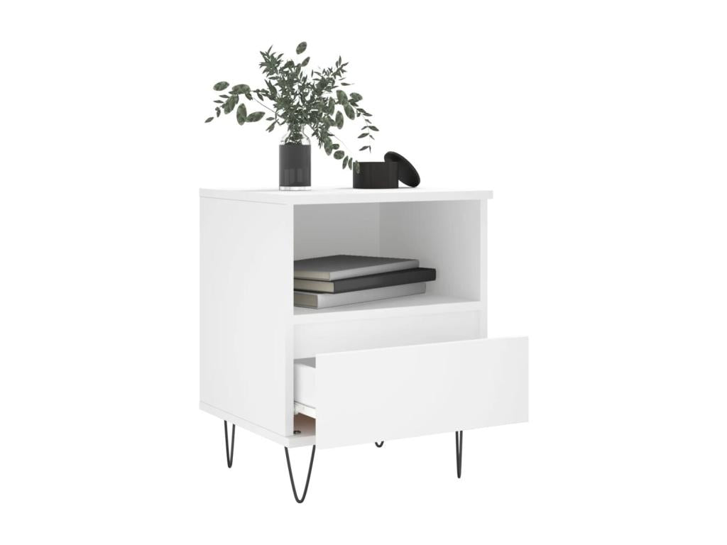 White bedside table 40x35x50 cm Engineered wood REGF16897