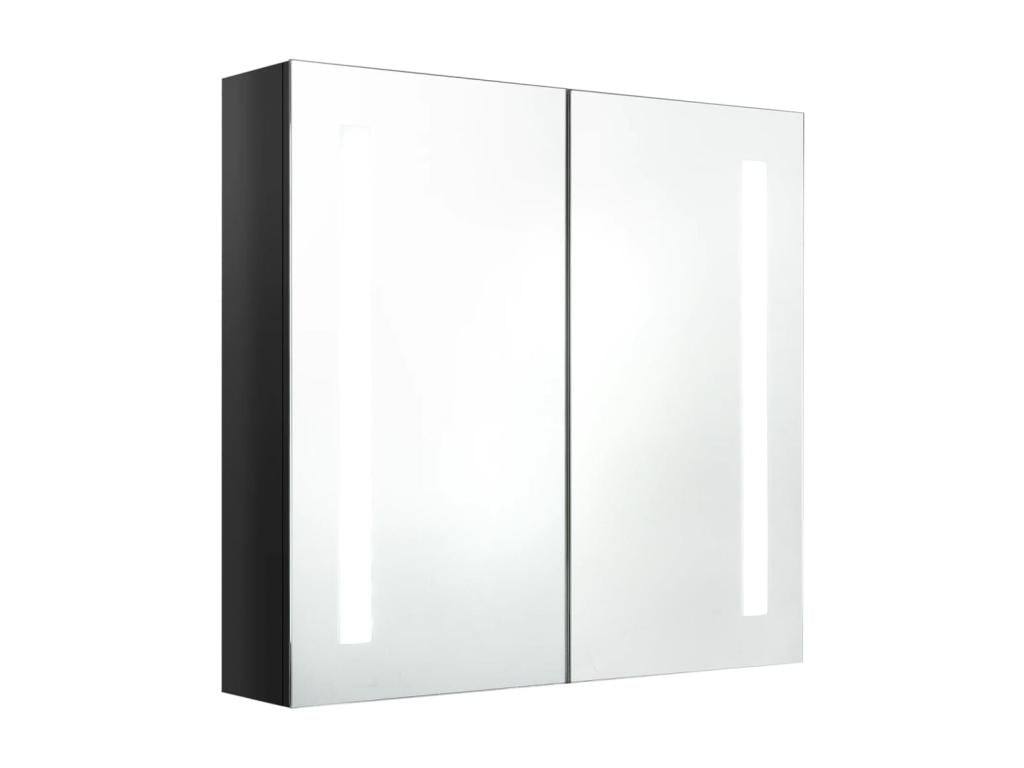 Bathroom cabinet with LED mirror, glossy black, 62x14x60 cm, KOKN85135
