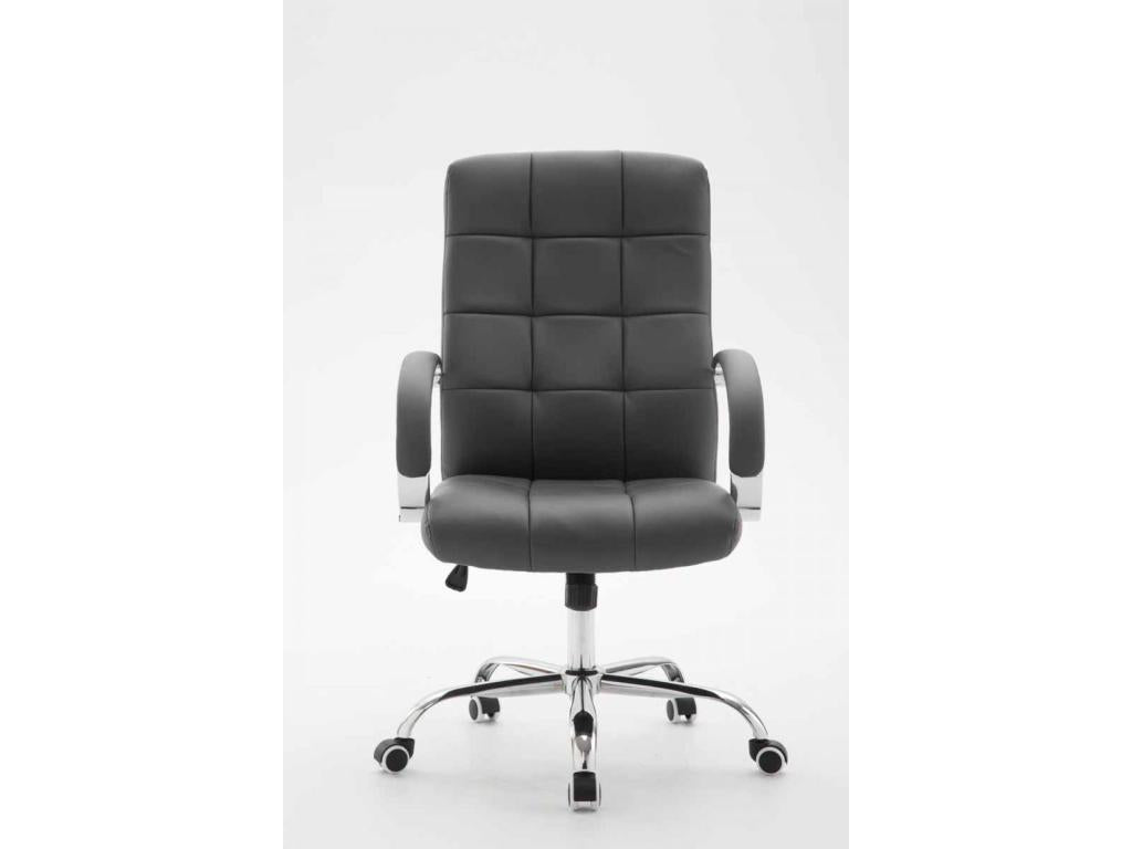 Office chair - Faux leather / Chrome metal - Grey - Dekonao NCQX82759