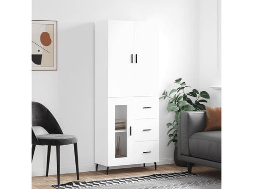 White Highboard 69.5x34x180 cm Engineered Wood OLYE08619