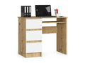 Nobellea left-hand desk, brown MDF wood, 3 drawers, white front, 1 shelf, 90x50x77 cm, RJRP10788