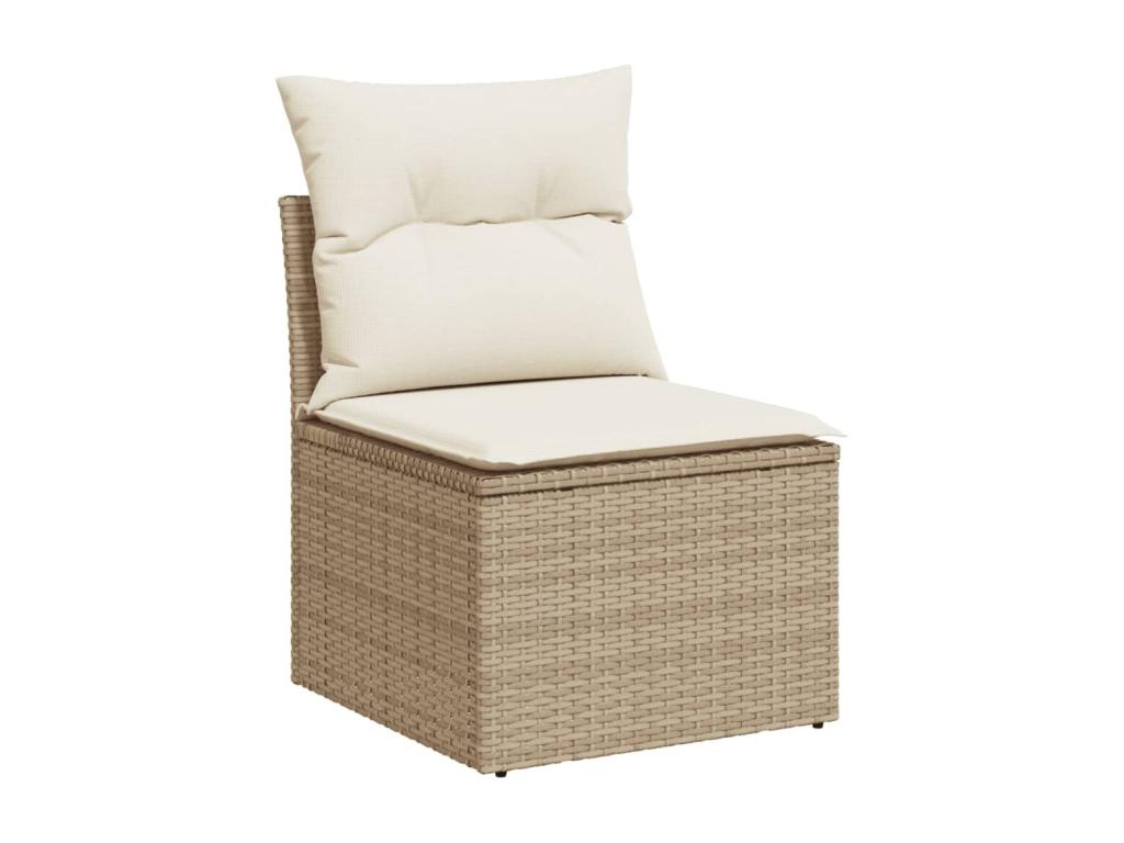 7-piece garden furniture set with cushions, beige woven resin ZFOW10916