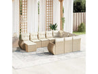 11-piece garden furniture set with beige cushions, woven resin XUQO08024