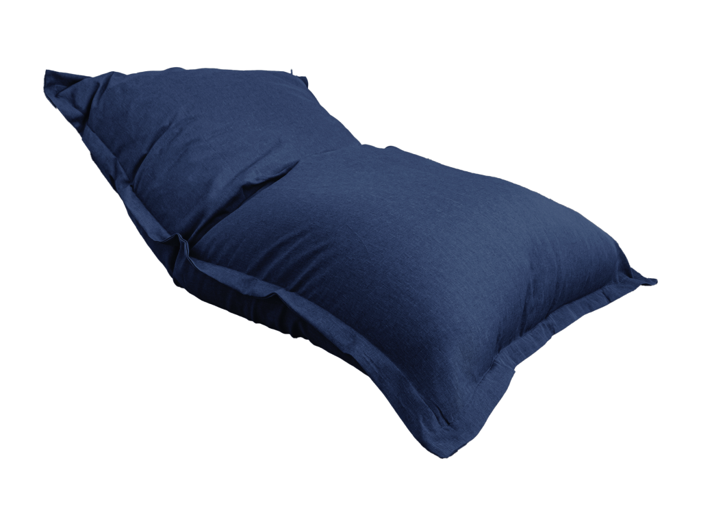 XXL Indoor Pouf with Indigo Blue Linen-Effect Cover, 190x155cm, NTMN77242