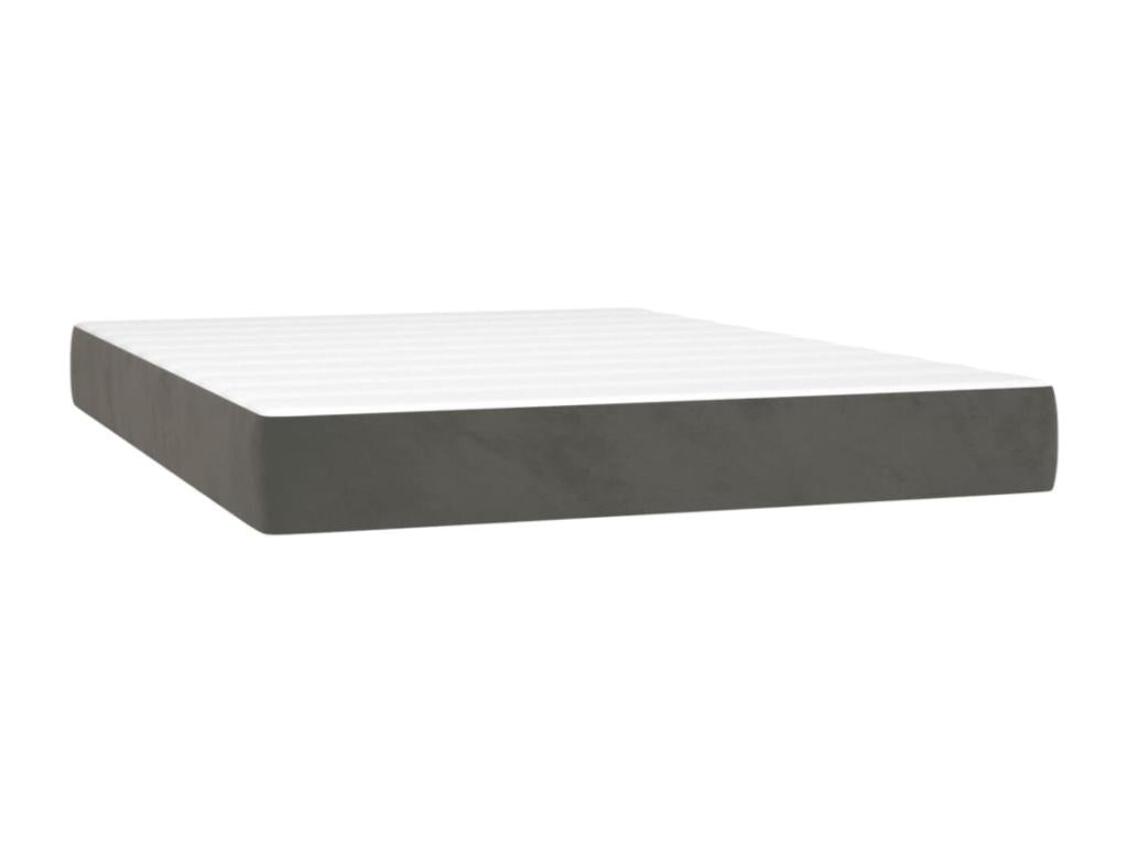 Upholstered bed base and mattress, Dark Grey, 140x190cm, Velvet, IZTQ12220