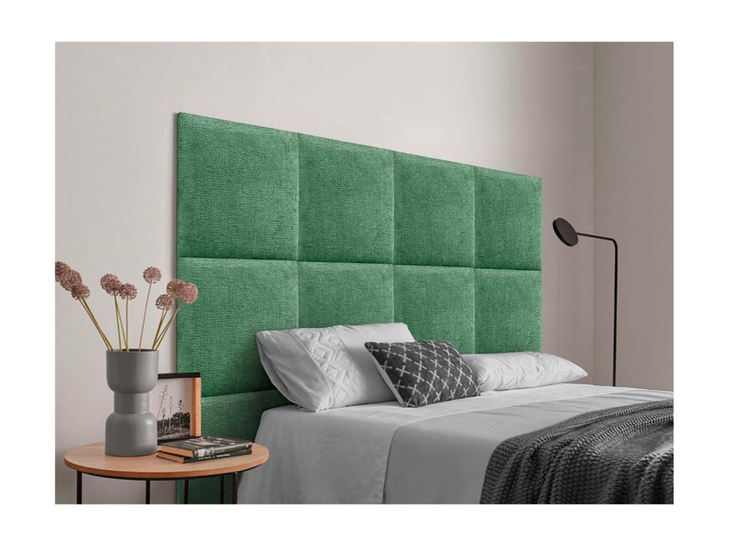 Dekonao Upholstered Headboard in Eco-Friendly Wool, Composed of Interchangeable Self-Adhesive Panels, Luxury Upholstered Bedroom, Green, 80 cm, UFOP14731