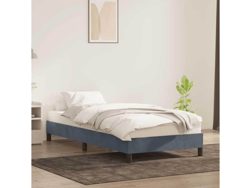 Bed frame without mattress, dark grey, 80x220 cm, velvet, YFLF70802