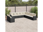 11-piece garden furniture set with cushions, black wicker resin AQEQ11889