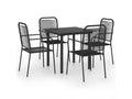 5-piece black glass and steel garden dining set VYLV66160