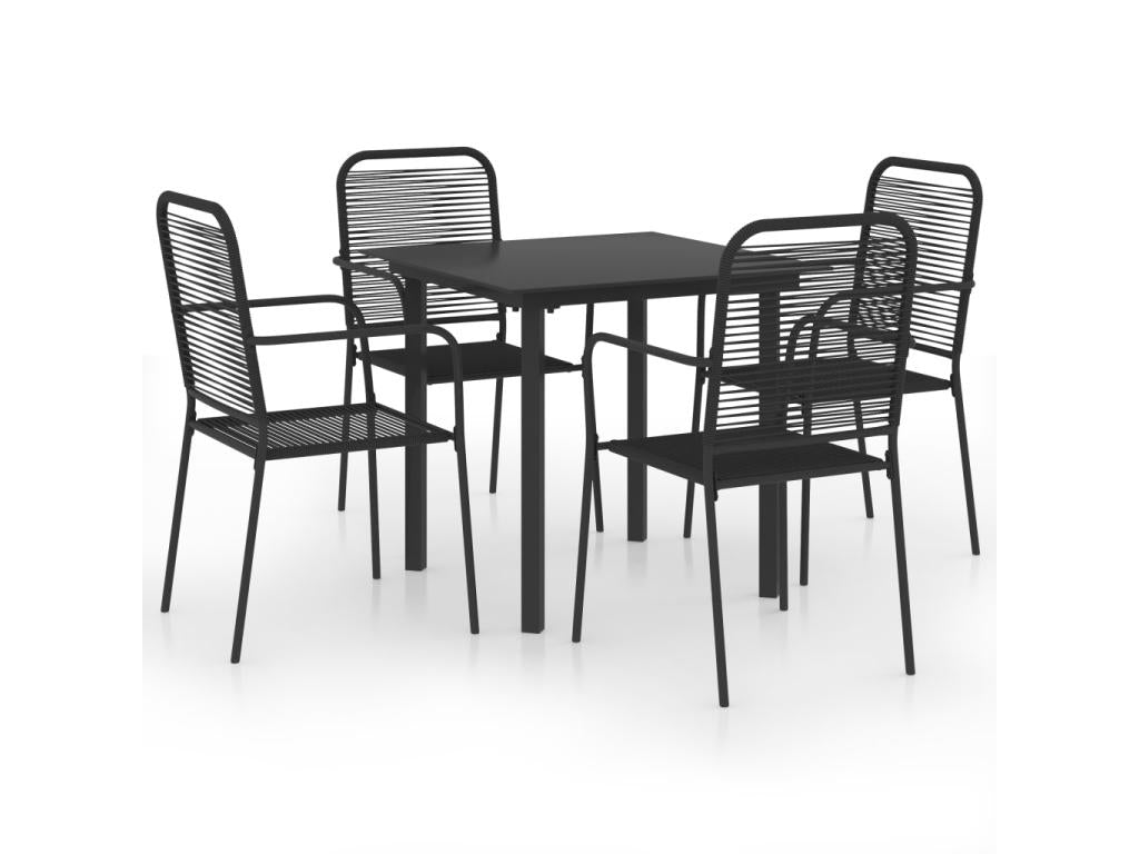 5-piece black glass and steel garden dining set VYLV66160