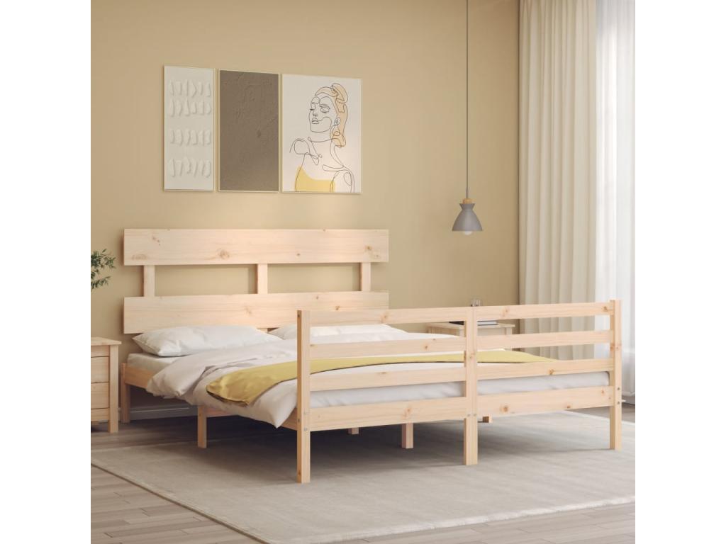 Bed frame with headboard 160x200 solid wood ZRKA40144
