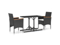 3-piece garden dining set, black, 63 TSCM69974