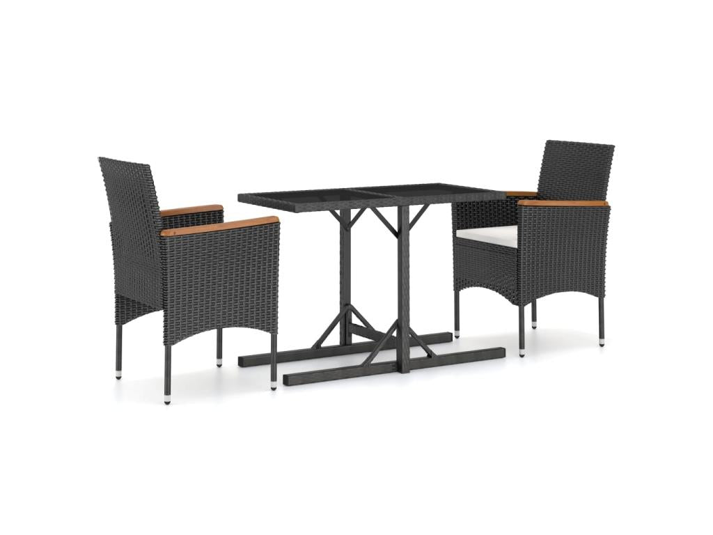 3-piece garden dining set, black, 63 TSCM69974