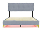 140x200cm velvet bed - with LED lighting and slatted base by Dekonao - Grey DLJK94842