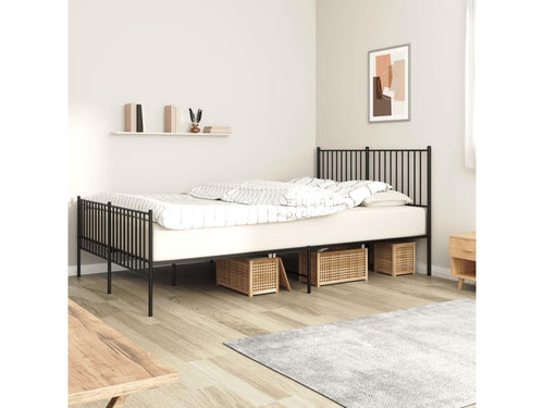 Metal bed frame with headboard and footboard, black, 160x200 cm, EVBG40783