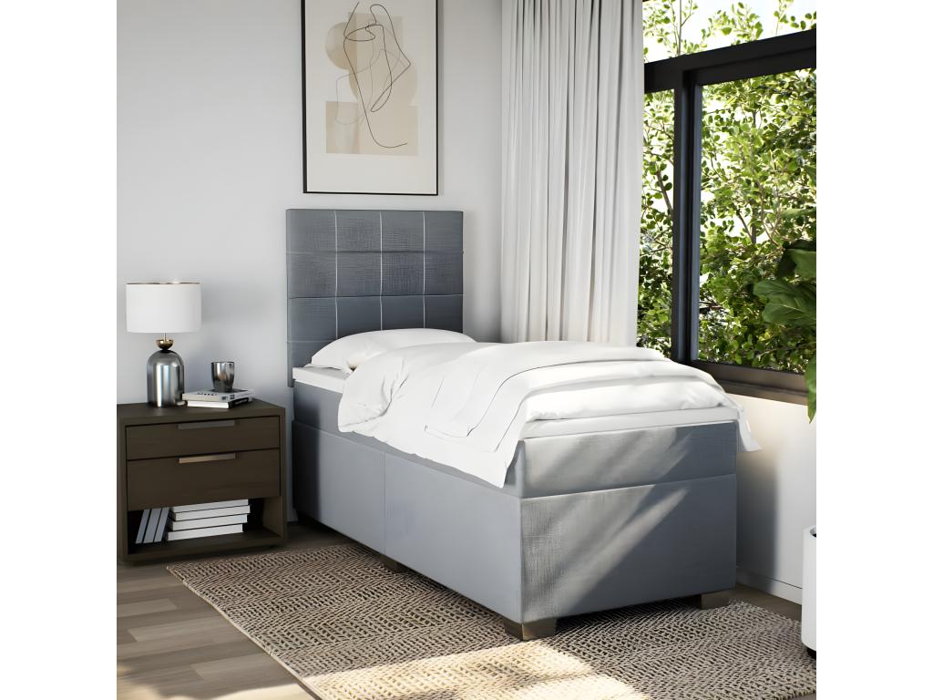 Dekonao bed base and mattress, light grey, 90x190 cm, fabric DPSG02316