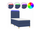 Upholstered bed base with mattress and blue LED lighting, 90x190 cm, fabric XFVT92014