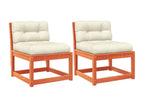 Garden sofas and cushions, 2 pieces, brown wax finish, solid pine wood, LWGO21741