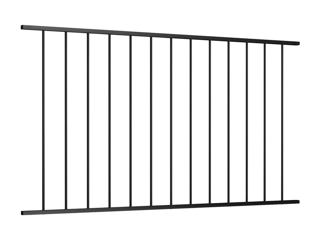Powder-coated steel fence panel 1.7x1.25 m Black QNHH83531