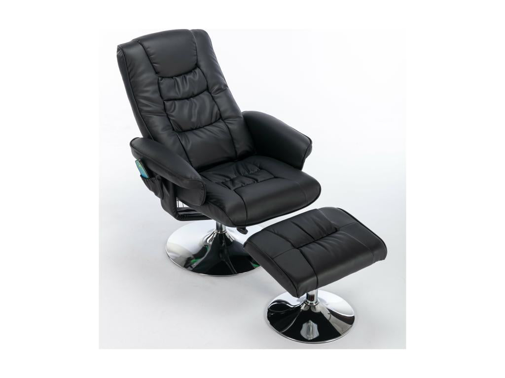 PU leather massage chair with footrest, black, 79cm diameter x 106cm high, GNRV10126