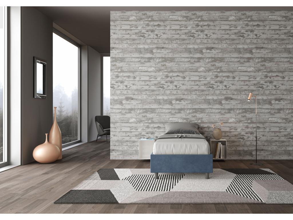 Dekonao 80x190cm Upholstered Bed Frame (Slatted Base Not Included) - Blue Microfiber QMDA15647