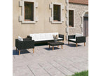 4-piece garden furniture set with cushions, black woven resin, YSFW98184