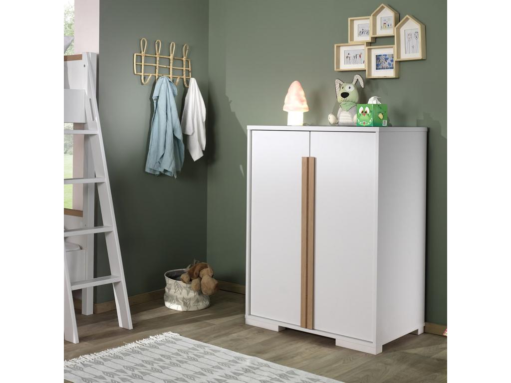 Nobellea - Low 2-Door Cabinet, White and Wood FAQC94427