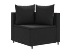 5-piece garden furniture set with cushions, black woven resin TTDT09570