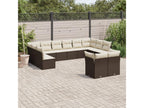 Garden furniture set with cushions, 12 pieces, brown woven resin SRCR35403