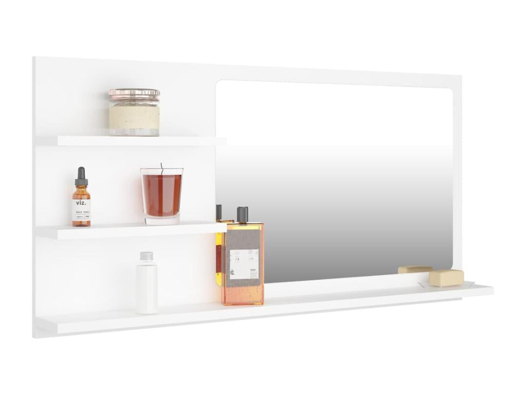 White bathroom mirror 90x10.5x45 cm engineered wood PIMU31755
