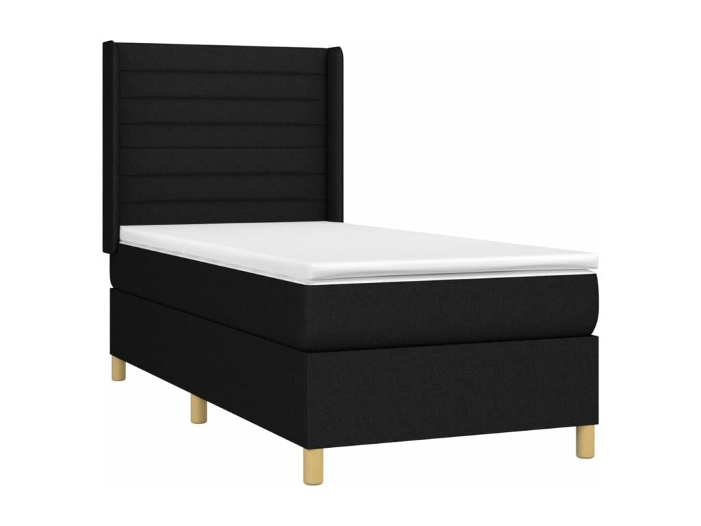 Upholstered bed base with mattress and LED lighting, black, 80x200cm, fabric JLAW99260