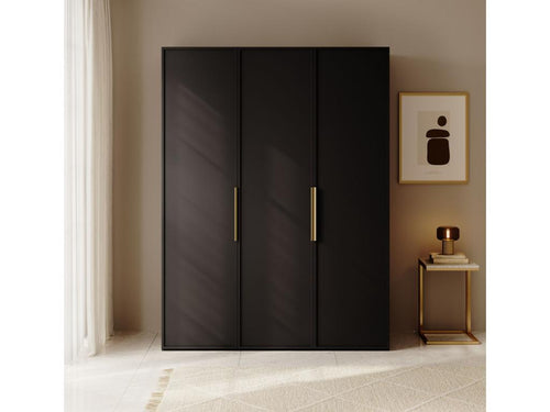 3-door wardrobe with long hanging rail and drawers - 150 cm - black - Dekonao RKIB43498