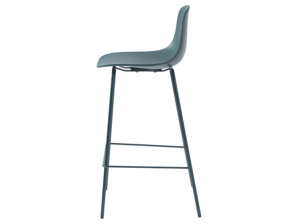 Nobellea - Set of 2 plastic and metal bar stools, 67.5cm high, Aqua Green DBQA42479