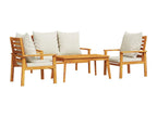 4-piece garden furniture set with cushions, solid Nobelea wood, IPXK98282