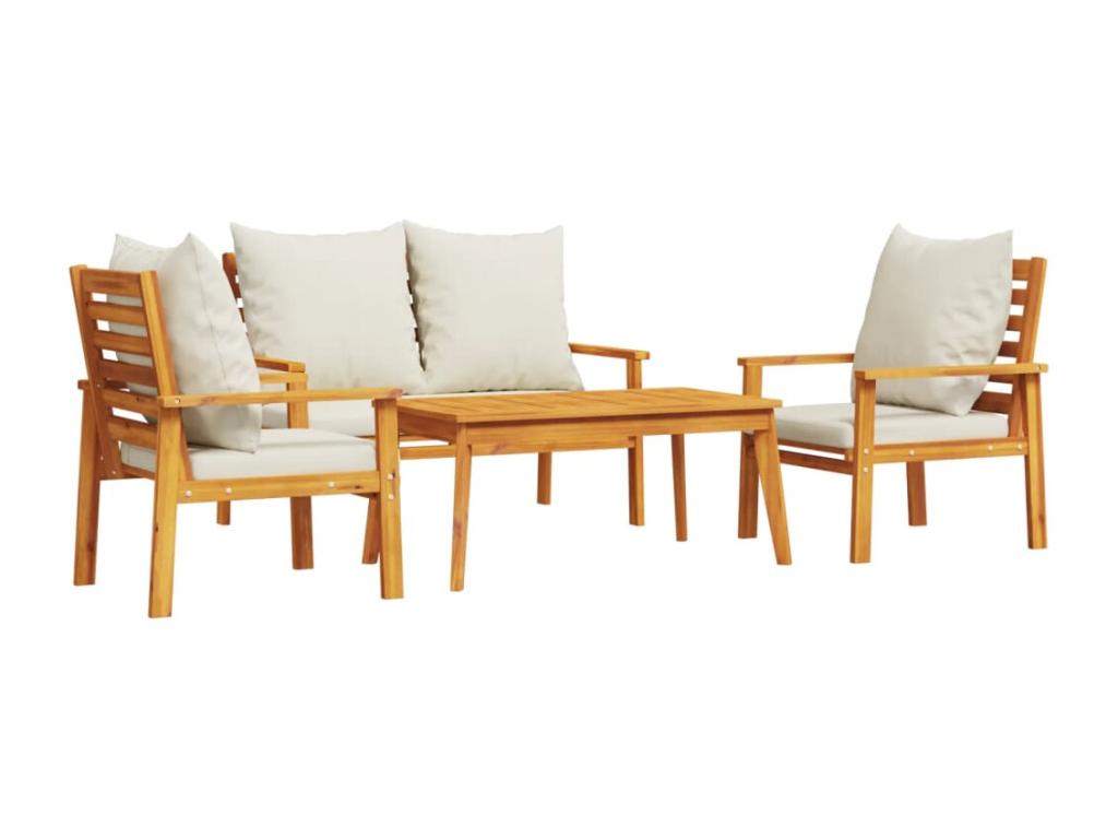 4-piece garden furniture set with cushions, solid Nobelea wood, IPXK98282