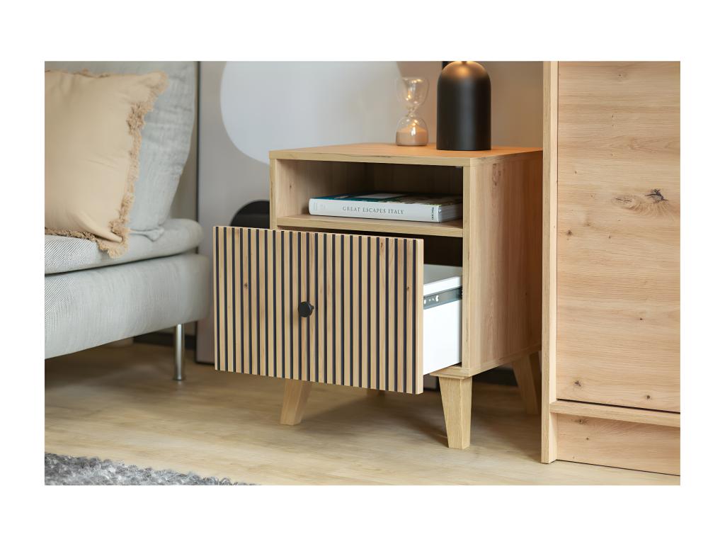 Dekonao Bedside Table with 1 Drawer and 1 Niche, Oak, CLQH26271