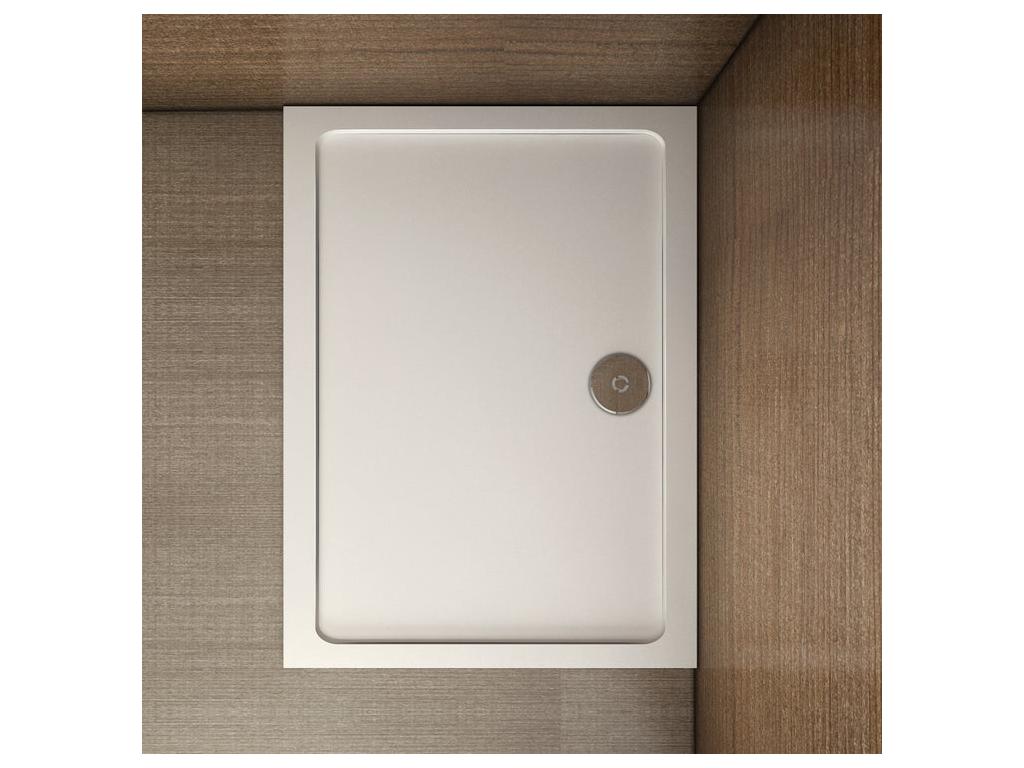 White rectangular shower tray 80x70x3cm, extra-flat, Nobellea coat, non-slip shower tray, Classic model EZYR09962