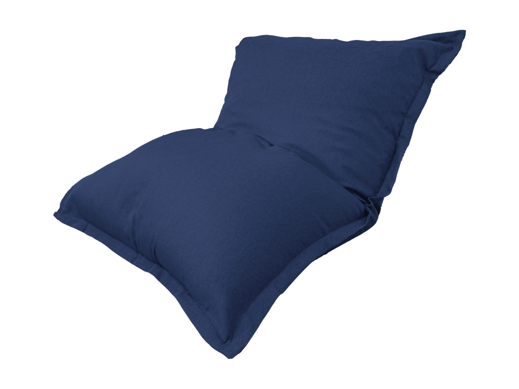 XXL Indoor Pouf with Indigo Blue Linen-Effect Cover, 190x155cm, NTMN77242