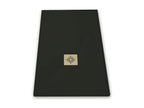 Extra-flat 90x170 cm PURE shower tray in black slate-effect resin with stainless steel grate CNOJ00587