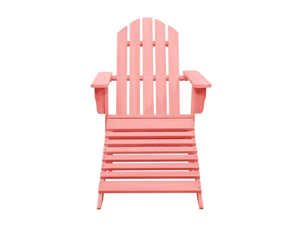Dekonao garden chair with ottoman, solid fir wood, pink, TJEQ97593