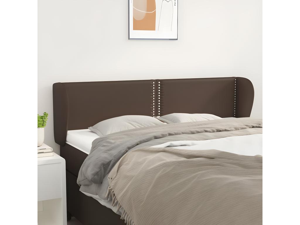 Headboard with wings, Brown, 147x23x78/88 cm, Faux Leather, UIMK82050