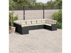 10-piece garden furniture set with cushions, black woven resin FKDM89830