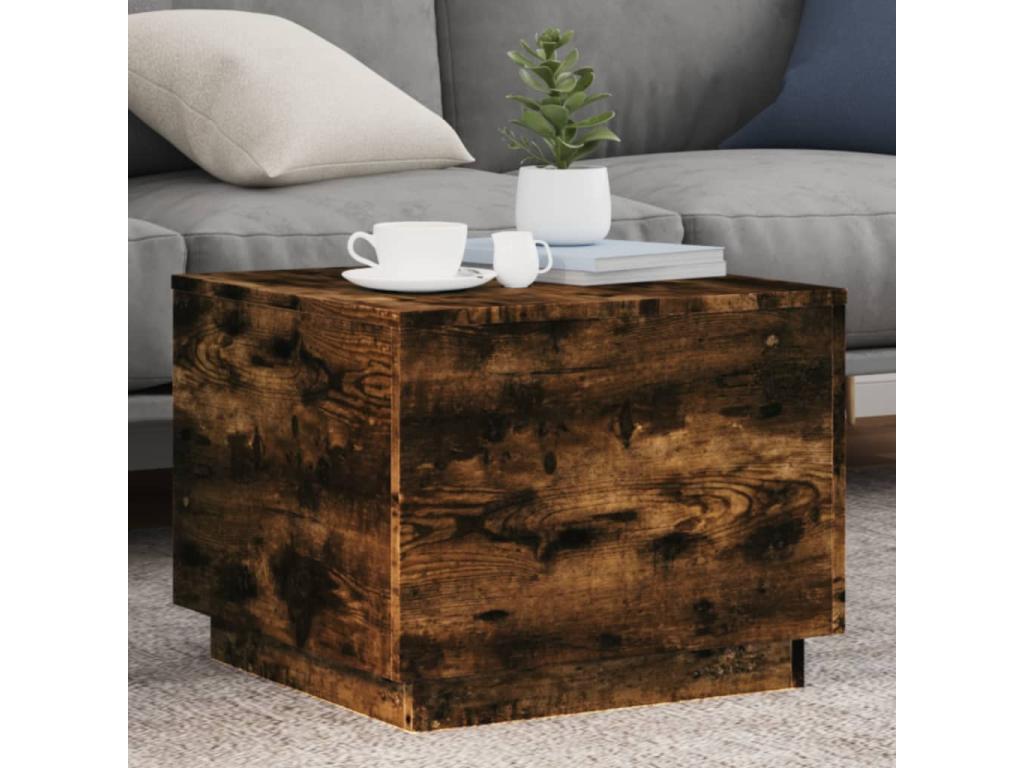 Coffee table with Nobelleaères LED lights, smoked oak, 50x50x40 cm, GWMW77967