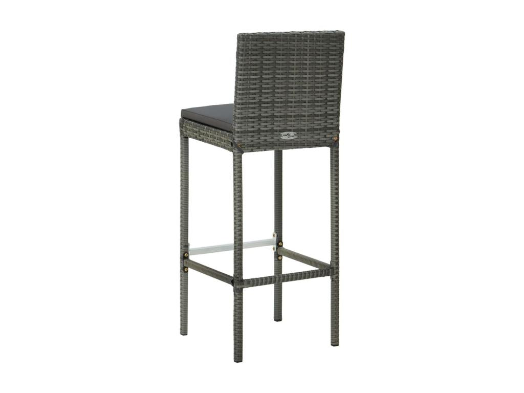 5-piece garden bar set and cushions, Grey Wicker Resin DWEM53006