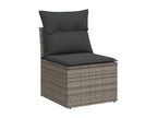 10-piece garden furniture set with cushions, grey woven resin NHFL96831
