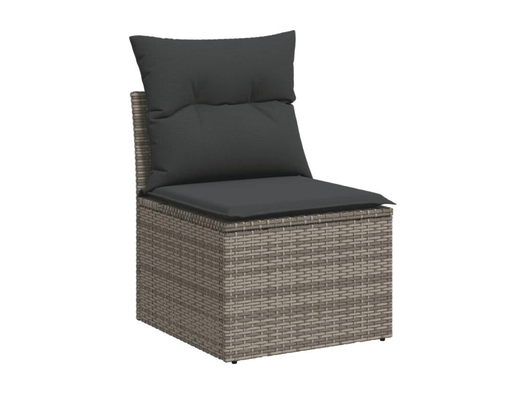 10-piece garden furniture set with cushions, grey woven resin NHFL96831