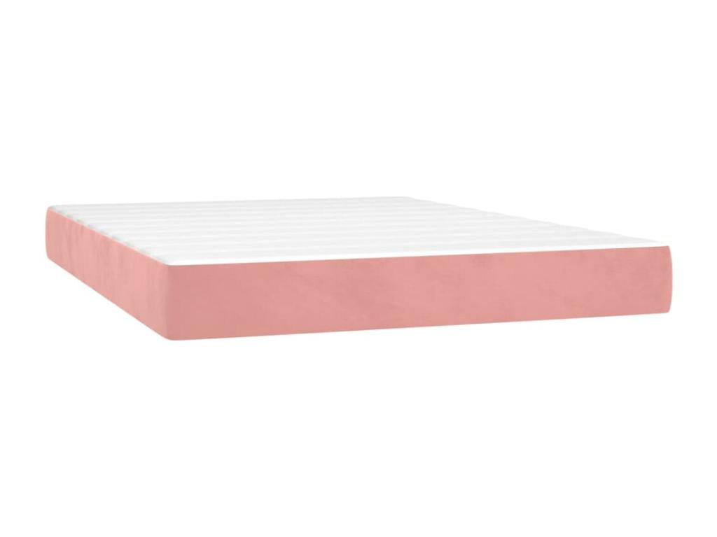 Upholstered bed base with mattress, Pink, 140x190 cm, Velvet, NFVV08321